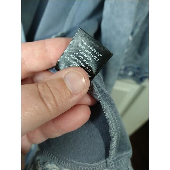 Curations Grey Blue Embroidery Floral Long Sleeve Lon Open Jacket. Size S - Picture 9 of 10